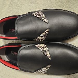 Fendi Black Leather Men's Shoes with Snakeskin Accents